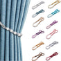 2 Pack Acrylic Pearl Curtain Tie Backs Curtain Hooks, Elegant Beads Curtain Rope Straps, Decorative Holdbacks Curtain Holders, 29in Light Purple