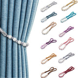 2 Pack Acrylic Pearl Curtain Tie Backs Curtain Hooks, Elegant Beads Curtain Rope Straps, Decorative Holdbacks Curtain Holders, 29in Red