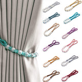 2 Pack Acrylic Pearl Curtain Tie Backs Curtain Hooks, Elegant Beads Curtain Rope Straps, Decorative Holdbacks Curtain Holders, 29in Red - Front View