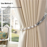 2 Pack Acrylic Pearl Curtain Tie Backs Curtain Hooks, Elegant Beads Curtain Rope Straps, Decorative Holdbacks Curtain Holders, 29in Red