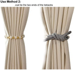 2 Pack Acrylic Pearl Curtain Tie Backs Curtain Hooks, Elegant Beads Curtain Rope Straps, Decorative Holdbacks Curtain Holders, 29in Sliver Grey