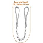 2 Pack Acrylic Pearl Curtain Tie Backs Curtain Hooks, Elegant Beads Curtain Rope Straps, Decorative Holdbacks Curtain Holders, 29in Sliver Grey