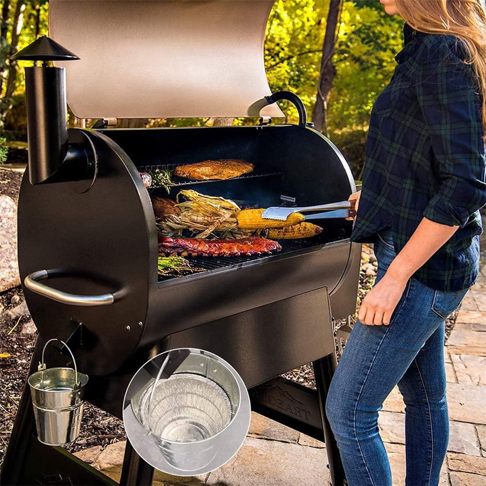 Grill Bucket for Grease, Grease Bucket with 12 Pcs Drip Grease Liners, Grill Smoker Bucket, for Camp Chef, for Traeger 20/22/34 Series, Pit Boss, Pellet Oklahoma Joe Rec Tec