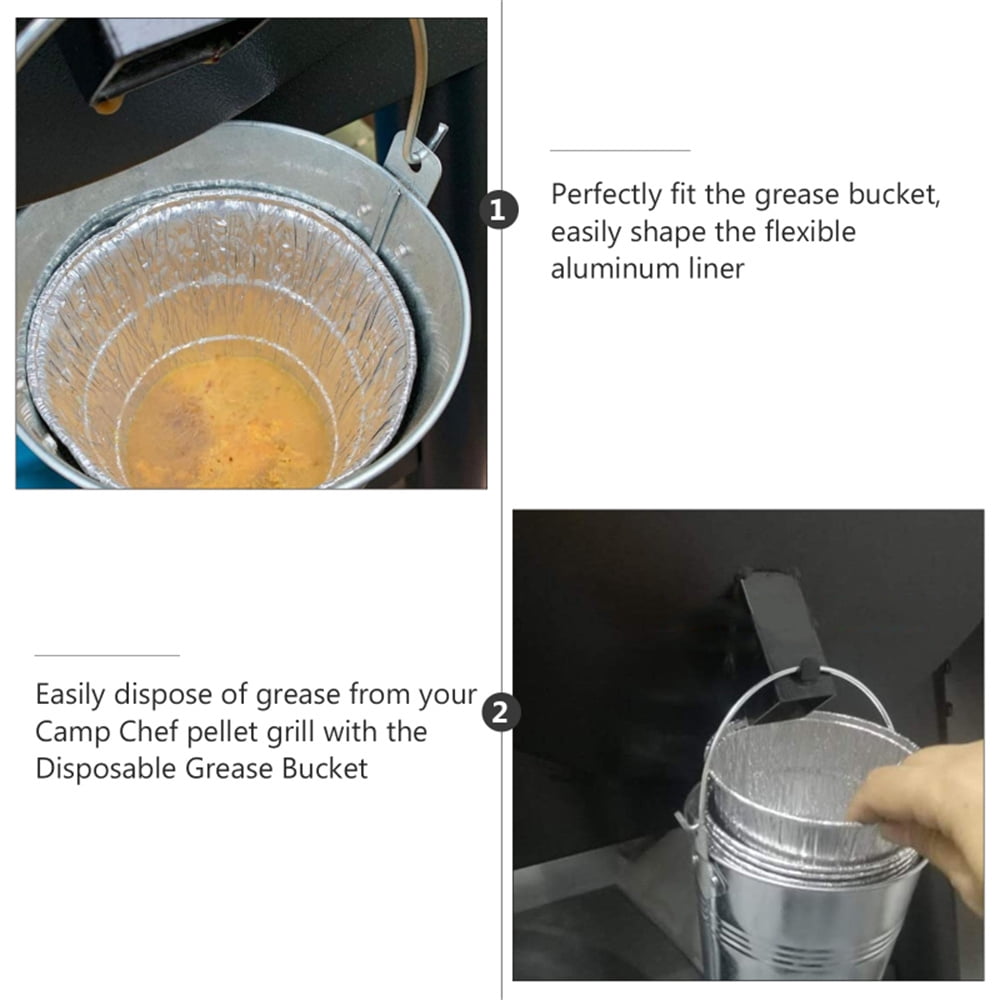 Grill Bucket for Grease, Grease Bucket with 12 Pcs Drip Grease Liners, Grill Smoker Bucket, for Camp Chef, for Traeger 20/22/34 Series, Pit Boss, Pellet Oklahoma Joe Rec Tec
