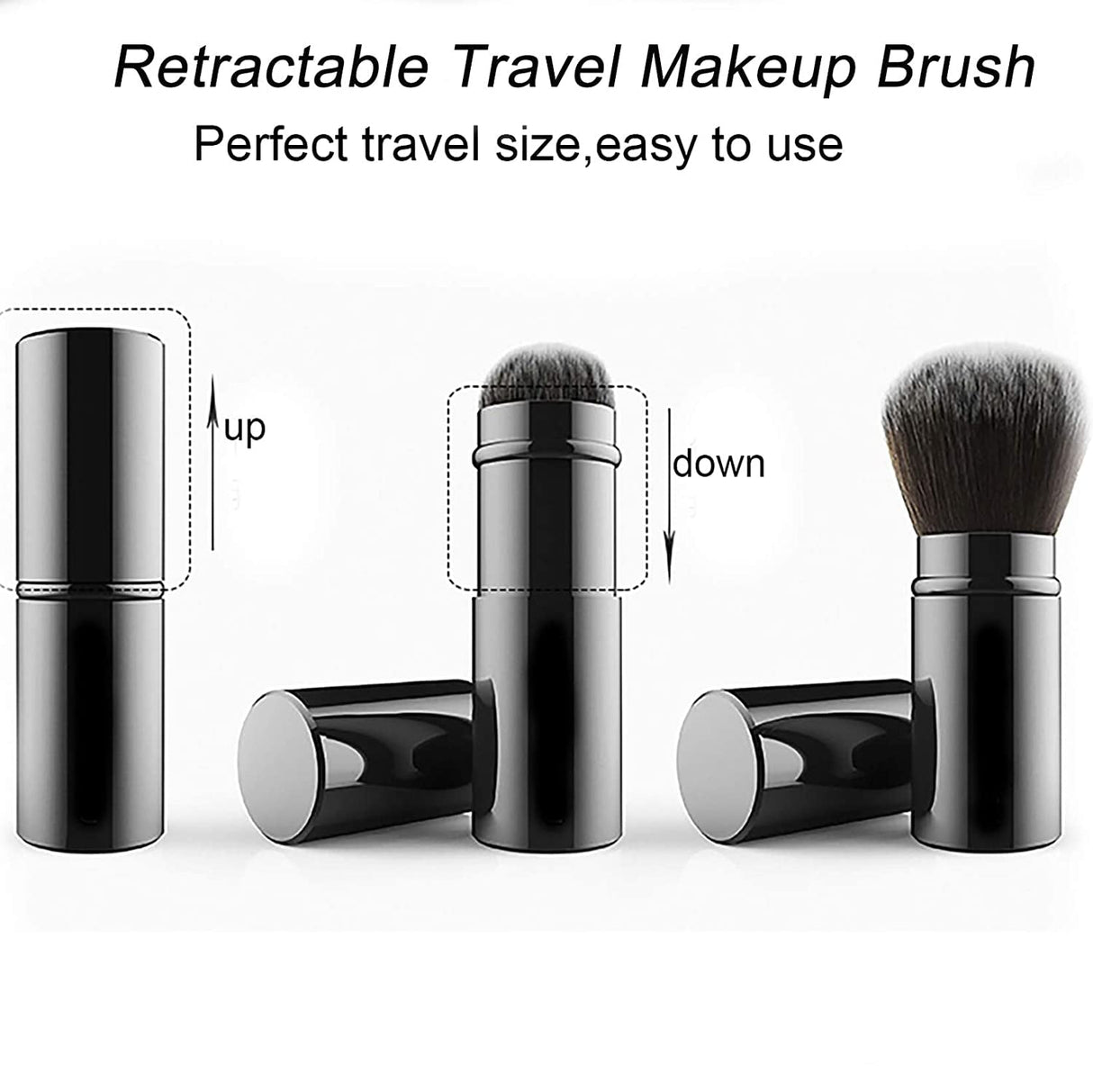 Retractable Foundation Makeup Brushes, Travel Flat Top Kabuki Powder Brush