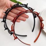Headbands for Women Head bands with Braided Hair Clips for Girls Thin Headband with Clips