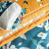 4 Pack Oven Mitts and Pot Holders Set, Heat Resistant Fabric Bake Pot Holders Gloves, Yellow Floral - Close-Up Angle