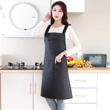 Waterproof Rubber Vinyl Apron - Heavy Duty Model - Stay Dry - Industrial Chemical Resistant Plastic - Leather Apron for Kitchen, Cooking, Dishwashing, Dog Grooming - Black - Front View