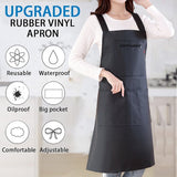 Waterproof Rubber Vinyl Apron - Heavy Duty Model - Stay Dry - Industrial Chemical Resistant Plastic - Leather Apron for Kitchen, Cooking, Dishwashing, Dog Grooming - Black - Side View