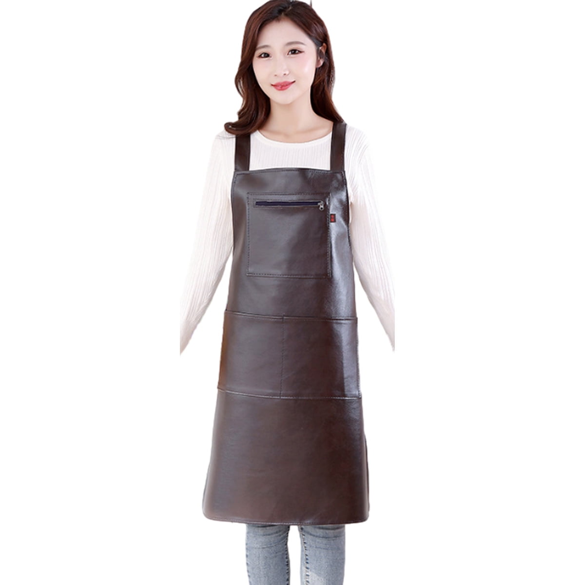 Waterproof Rubber Vinyl Apron - Heavy Duty Model - Stay Dry - Industrial Chemical Resistant Plastic - Leather Apron for Kitchen, Cooking, Dishwashing, Dog Grooming - Black Coffee