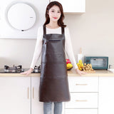 Waterproof Rubber Vinyl Apron - Heavy Duty Model - Stay Dry - Industrial Chemical Resistant Plastic - Leather Apron for Kitchen, Cooking, Dishwashing, Dog Grooming - Black Coffee - Front View