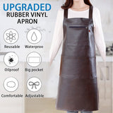 Waterproof Rubber Vinyl Apron - Heavy Duty Model - Stay Dry - Industrial Chemical Resistant Plastic - Leather Apron for Kitchen, Cooking, Dishwashing, Dog Grooming - Black Coffee - Side View