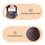 Waterproof Rubber Vinyl Apron - Heavy Duty Model - Stay Dry - Industrial Chemical Resistant Plastic - Leather Apron for Kitchen, Cooking, Dishwashing, Dog Grooming - Black Coffee - Top-Down View