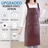 Waterproof Rubber Vinyl Apron - Heavy Duty Model - Stay Dry - Industrial Chemical Resistant Plastic - Leather Apron for Kitchen, Cooking, Dishwashing, Dog Grooming - Black Dark Red