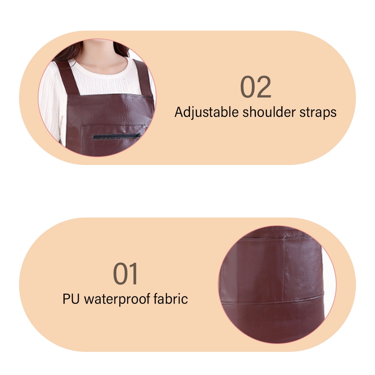 Waterproof Rubber Vinyl Apron - Heavy Duty Model - Stay Dry - Industrial Chemical Resistant Plastic - Leather Apron for Kitchen, Cooking, Dishwashing, Dog Grooming - Black Dark Red