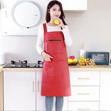 Waterproof Rubber Vinyl Apron - Heavy Duty Model - Stay Dry - Industrial Chemical Resistant Plastic - Leather Apron for Kitchen, Cooking, Dishwashing, Dog Grooming - Black Red