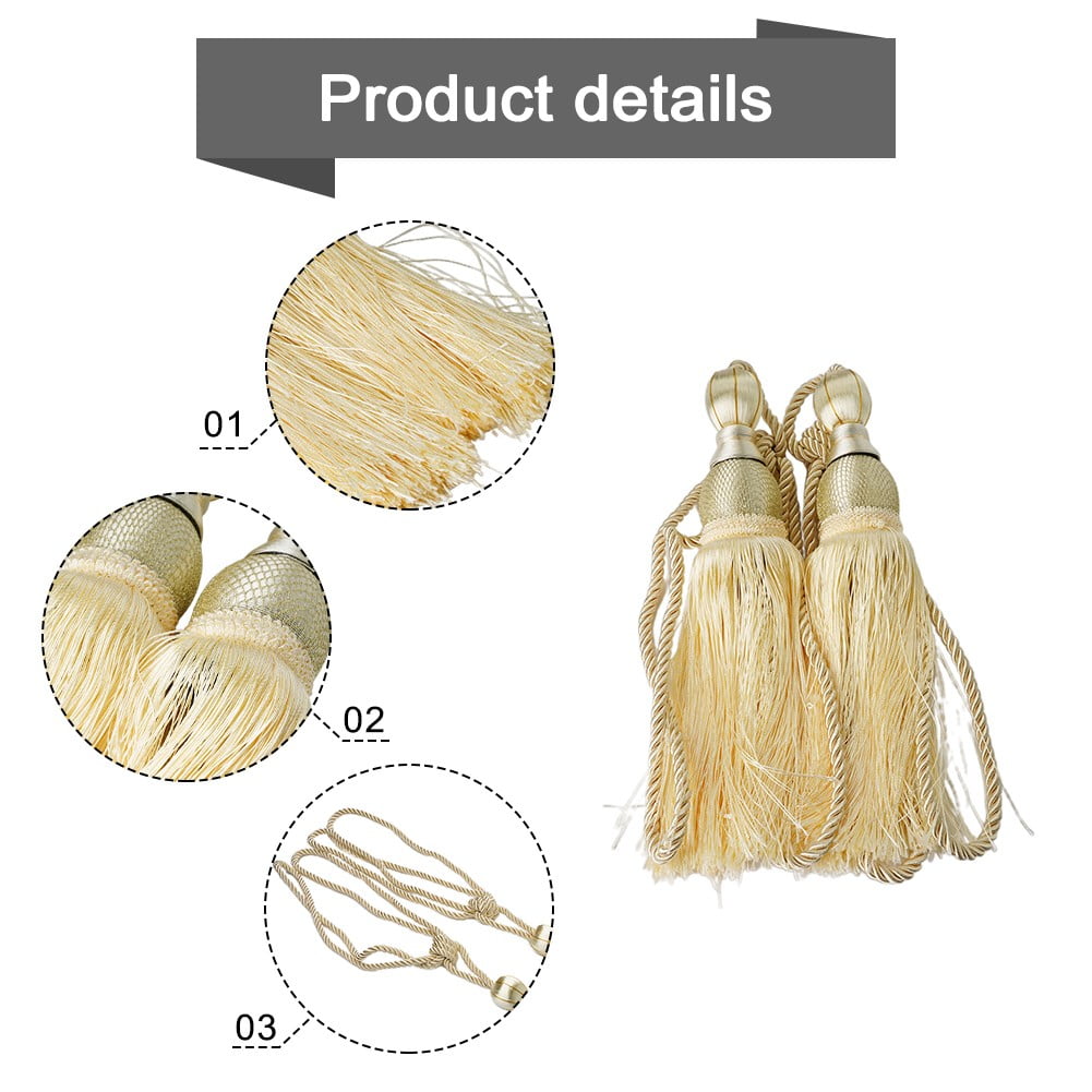 2pcs Large Tie Backs Ball Tassel Curtain Rope Tieback Gold
