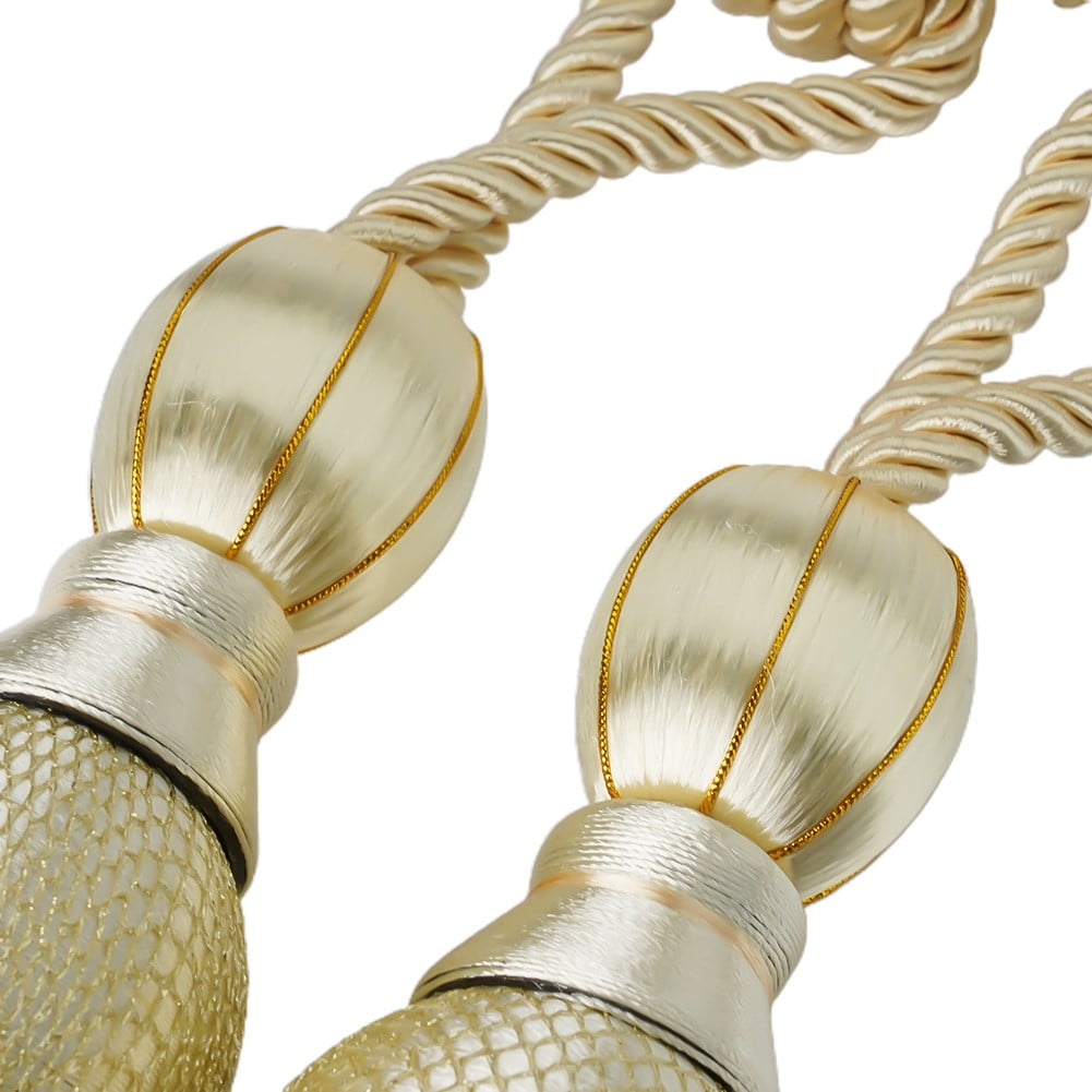 2pcs Large Tie Backs Ball Tassel Curtain Rope Tieback Gold