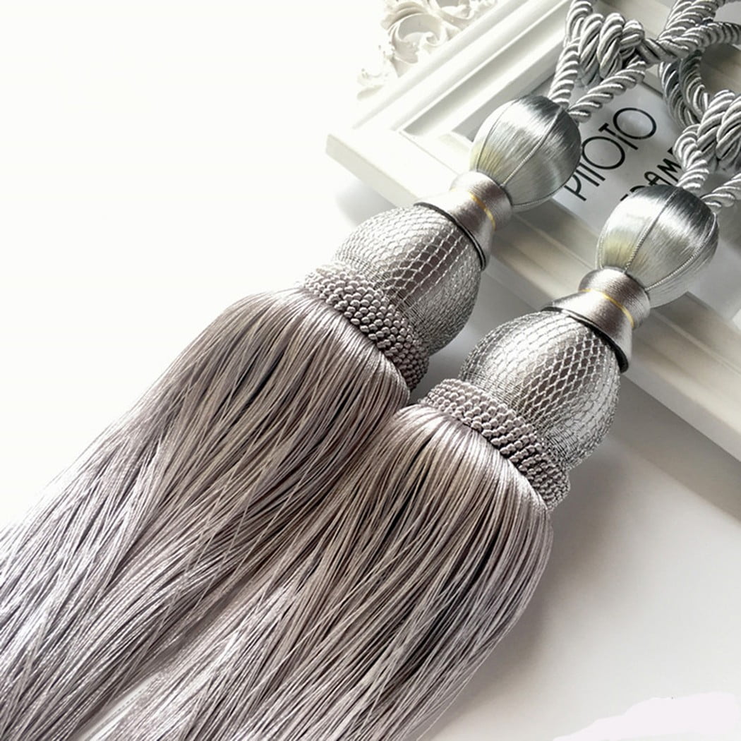 2pcs Large Tie Backs Ball Tassel Curtain Rope Tieback,Gold Silver