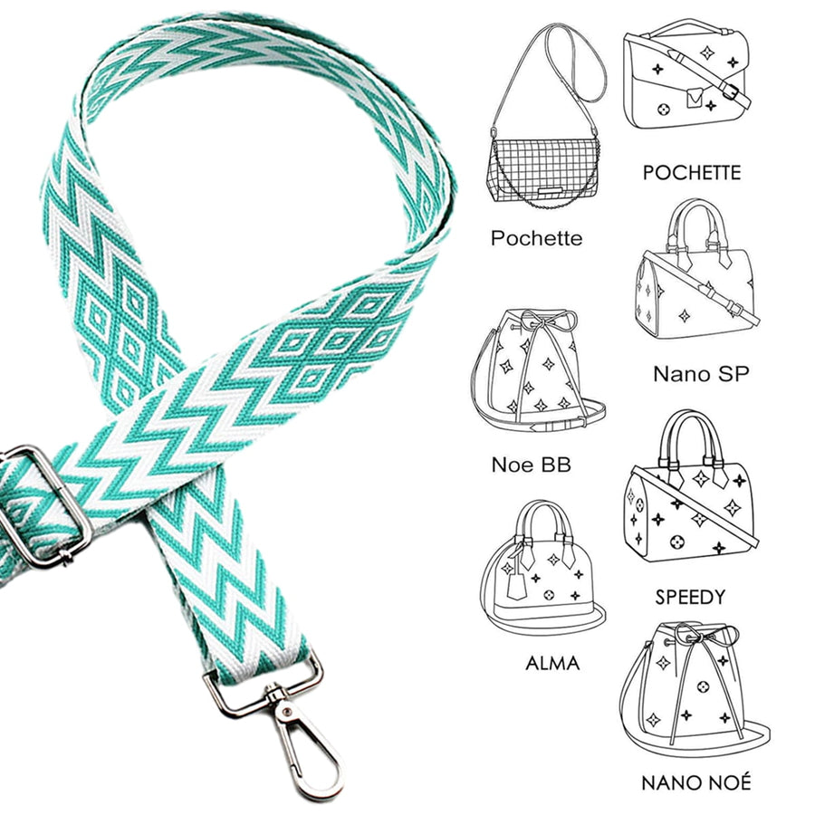 Replacement Crossbody Strap Handbag Guitar Strap Purse Shoulder Strap Adjustable Retro Jacquard - Dark blue green