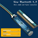Neckband Bluetooth Headphones Wireless Earbuds with Microphone Flashlight Around the Neck Waterproof Sport Headset Noise Cancelling Ear Buds 120H Playtime for Running Cycling Cell Phone Black - Side View