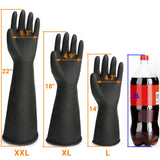 Black Rubber Gloves Extra Large, 22" Long Chemical Resistant Gloves, Waterproof Reusable Dishwashing Household Cleaning Safety Work Heavy Duty Industrial Rubber Glove, 1 Pair XXL
