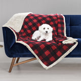 Waterproof Pet Blanket, Pee Urine Proof Dog Blanket Cover for Couch Bed Furniture Protector, Liquid Proof Blanket for Small Medium Dogs, Buffale Red/Tuape, 50” x 60”. Buffale Red/Tuape