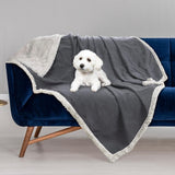 Waterproof Pet Blanket, Pee Urine Proof Dog Blanket Cover for Couch Bed Furniture Protector, Liquid Proof Blanket for Small Medium Dogs, Buffale Red/Tuape, 50” x 60”. Gray/Tuape