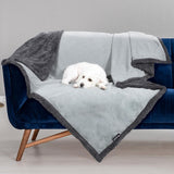 Waterproof Pet Blanket, Pee Urine Proof Dog Blanket Cover for Couch Bed Furniture Protector, Liquid Proof Blanket for Small Medium Dogs, Buffale Red/Tuape, 50” x 60”. Lt Gray/Dk Gray