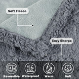 Waterproof Pet Blanket, Pee Urine Proof Dog Blanket Cover for Couch Bed Furniture Protector, Liquid Proof Blanket for Small Medium Dogs, Buffale Red/Tuape, 50” x 60”. Lt Gray/Dk Gray