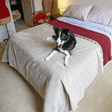 Waterproof Pet Blanket, Pee Urine Proof Dog Blanket Cover for Couch Bed Furniture Protector, Liquid Proof Blanket for Small Medium Dogs, Buffale Red/Tuape, 50” x 60”. Wine/Tuape