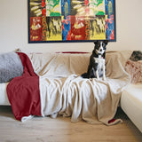 Waterproof Pet Blanket, Pee Urine Proof Dog Blanket Cover for Couch Bed Furniture Protector, Liquid Proof Blanket for Small Medium Dogs, Buffale Red/Tuape, 50” x 60”. Wine/Tuape - Top-Down View