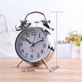 Bedside Traditional Classic Saxon Wind Up Double Bell Alarm Clock Chrome - Front View