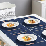 Cloth Placemats Set of 6, Cotton Linen Blend Machine Washable Durable Linen Table Mats, Heat Resistant Placemats Wrinkle Free Place Mats for Dining Table, Easy to Clean (Navy Blue, 6) - Top-Down View