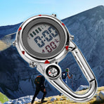 Digital Carabiner Watch Luminous Anti-scratch Precise Backpack Belt Pocket Clip on Watch for Outdoor Orange