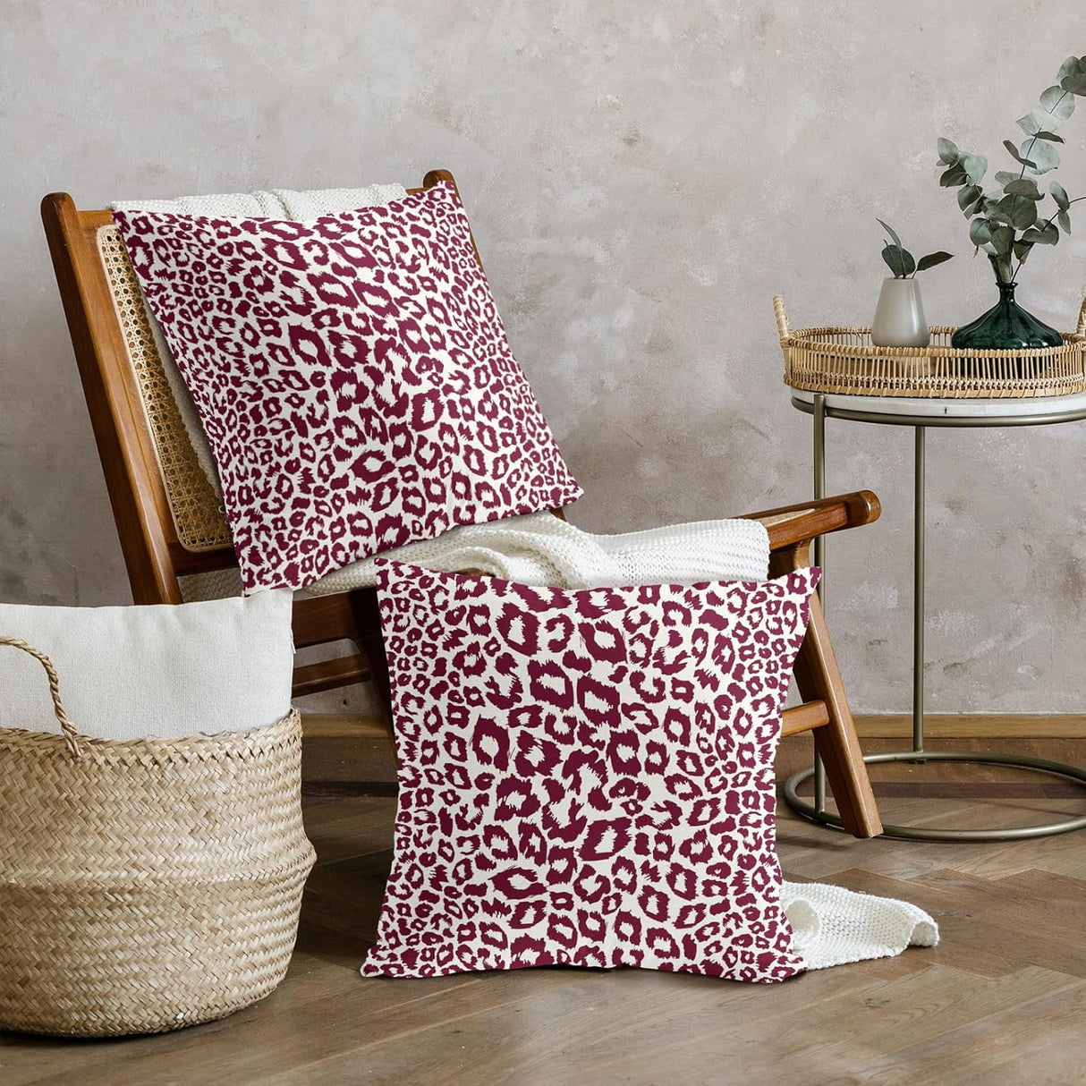 Lime Green White Leopard Print Pillow Covers 18x18 Inch Set of 2 Cheetah Animal Spots Decorative Throw Pillows For Couch Farmhouse Chinoiserie Pillow Cases Home Decor For Room Sofa Bed Porch Outdoor 16" x 16" Blue Leopard