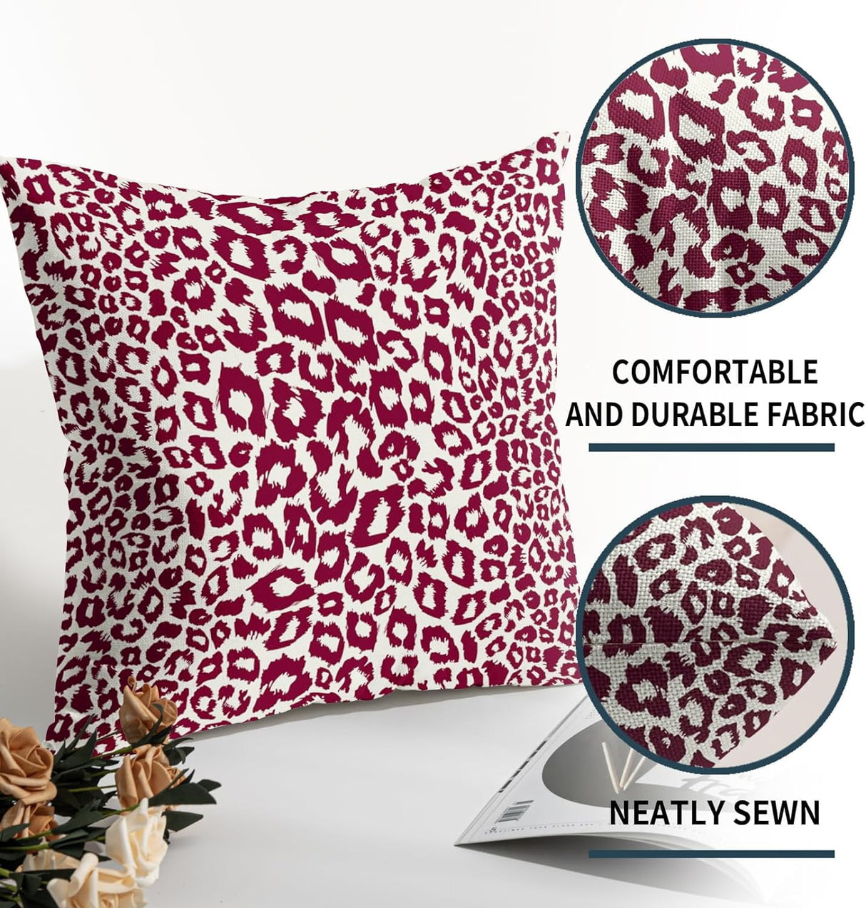 Lime Green White Leopard Print Pillow Covers 18x18 Inch Set of 2 Cheetah Animal Spots Decorative Throw Pillows For Couch Farmhouse Chinoiserie Pillow Cases Home Decor For Room Sofa Bed Porch Outdoor 16" x 16" Blue Leopard