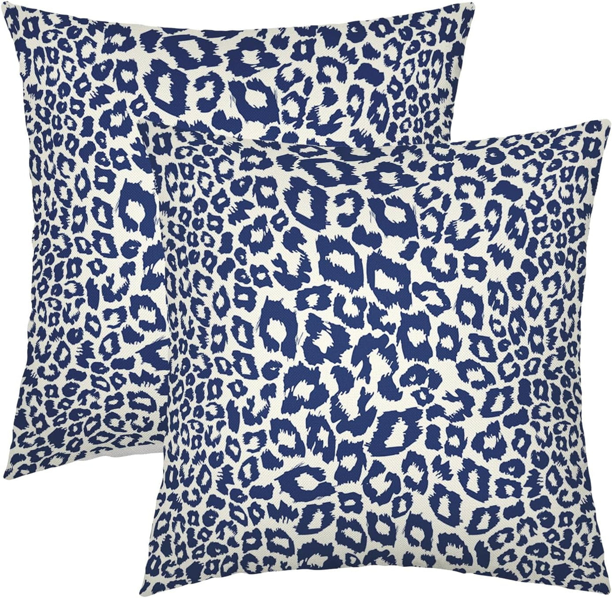 Lime Green White Leopard Print Pillow Covers 18x18 Inch Set of 2 Cheetah Animal Spots Decorative Throw Pillows For Couch Farmhouse Chinoiserie Pillow Cases Home Decor For Room Sofa Bed Porch Outdoor 18" x 18" Blue Leopard