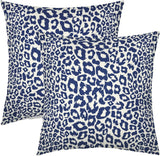 Lime Green White Leopard Print Pillow Covers 18x18 Inch Set of 2 Cheetah Animal Spots Decorative Throw Pillows For Couch Farmhouse Chinoiserie Pillow Cases Home Decor For Room Sofa Bed Porch Outdoor 18" x 18" Blue Leopard