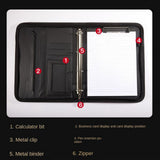 Zippered Portfolio Organizer, Leather Padfolio Binder, Professional Business Binder, Organizer for /Document (Brown)