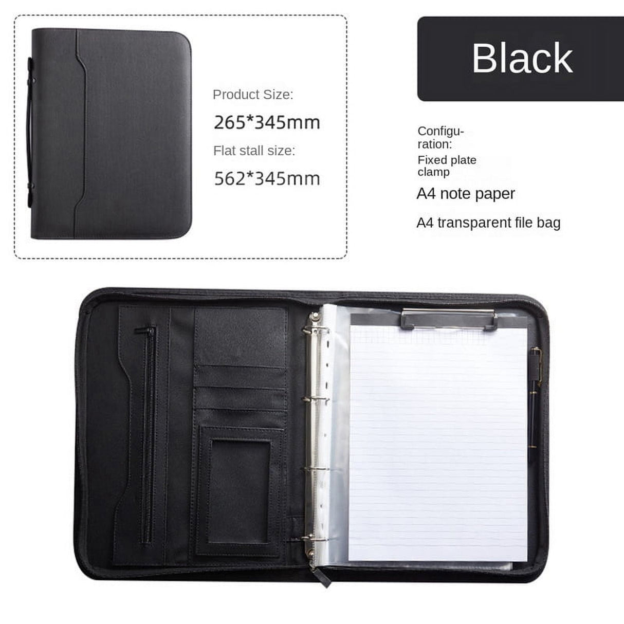 Zippered Portfolio Organizer, Leather Padfolio Binder, Professional Business Binder, Organizer for /Document (Brown)