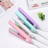 2 in 1 Hair Straightener Mini Hair Curler, Mini Hair Straightener Hairstyling Iron Heating Curler for Home or Salon Blue