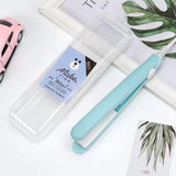 2 in 1 Hair Straightener Mini Hair Curler, Mini Hair Straightener Hairstyling Iron Heating Curler for Home or Salon Blue - 45-Degree Angle