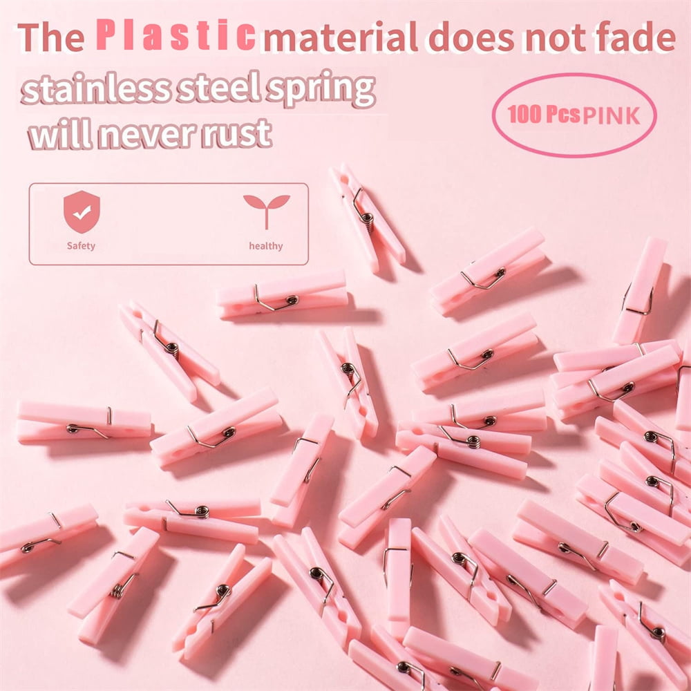 100Pcs Blue Clothes Pins for Baby Shower Game Mini Premium Plastic Clothespins Small Baby Shower Decorations for Party Gender Reveal Game DIY Pink
