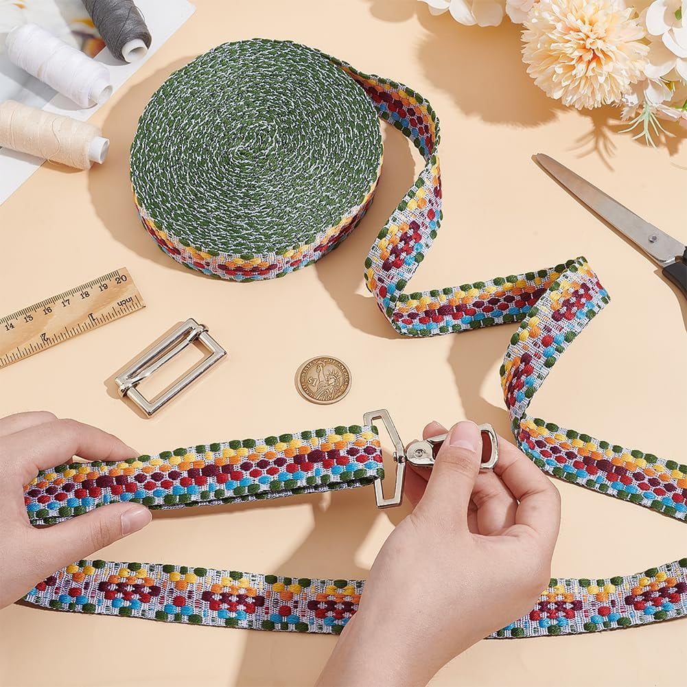 5 Yards Polycotton Jacquard Arrow Ribbon Clothes Accessories Olive 1-1/2 inch(38mm)