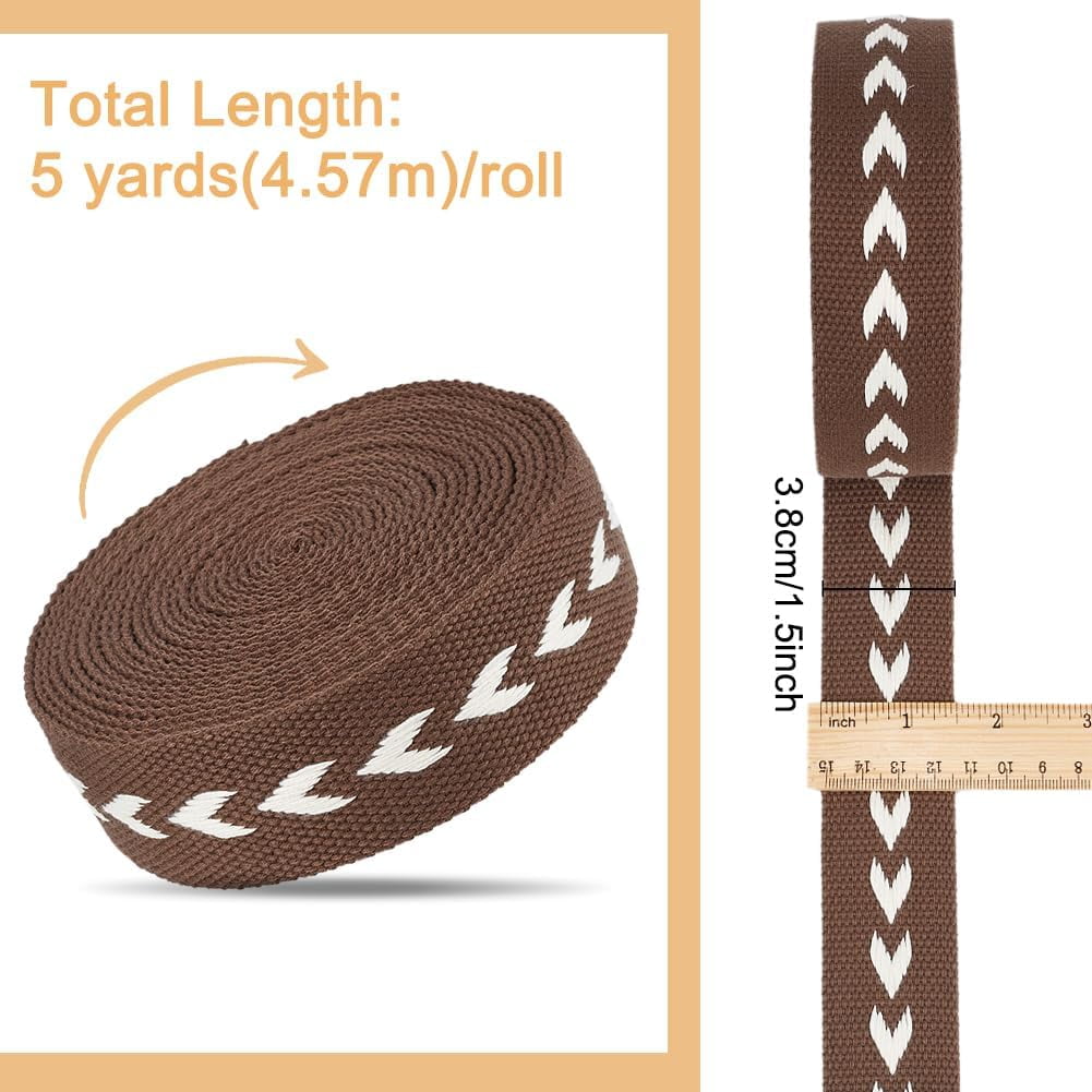 5 Yards Polycotton Jacquard Arrow Ribbon Clothes Accessories Olive 1-1/2 inch(38mm)