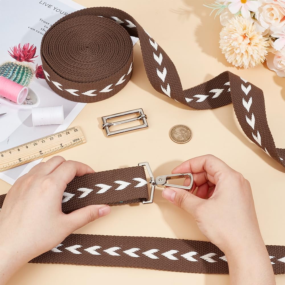 5 Yards Polycotton Jacquard Arrow Ribbon Clothes Accessories Olive 1-1/2 inch(38mm)
