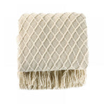 Throw Blanket for Couch 50 x 60 inches Knit Woven Blankets Cozy Lightweight Decorative Throw for Bed and Living Room Beige