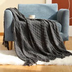 Throw Blanket for Couch 50 x 60 inches Knit Woven Blankets Cozy Lightweight Decorative Throw for Bed and Living Room Beige