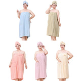 Bath Towel Wrap Women Plus Size - Adjustable Soft Microfiber Shower After Body Wraps with Hair Drying Towel Absorbent & Quick Drying for Gym Shower, Beach, Spa, Sauna Blue